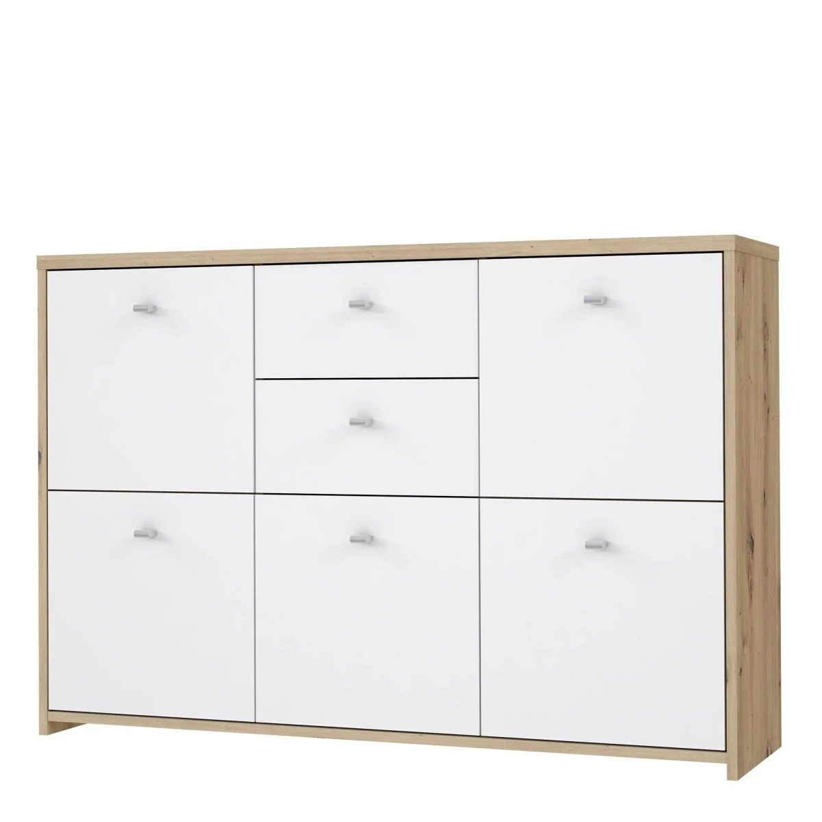 Best Chest Storage Cabinet with 2 Drawers and 5 Doors in Artisan Oak/White - Price Crash Furniture