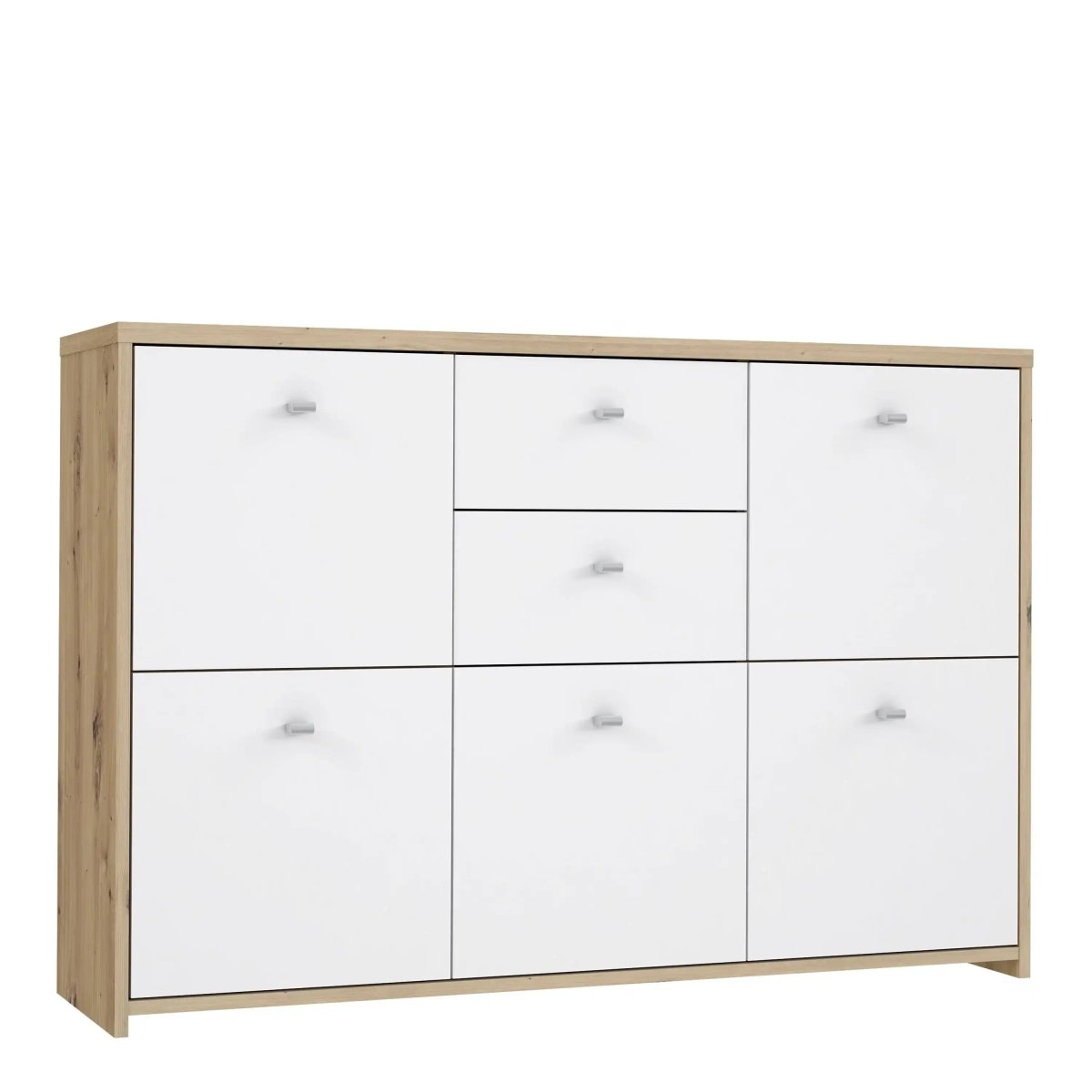 Best Chest Storage Cabinet with 2 Drawers and 5 Doors in Artisan Oak/White - Price Crash Furniture