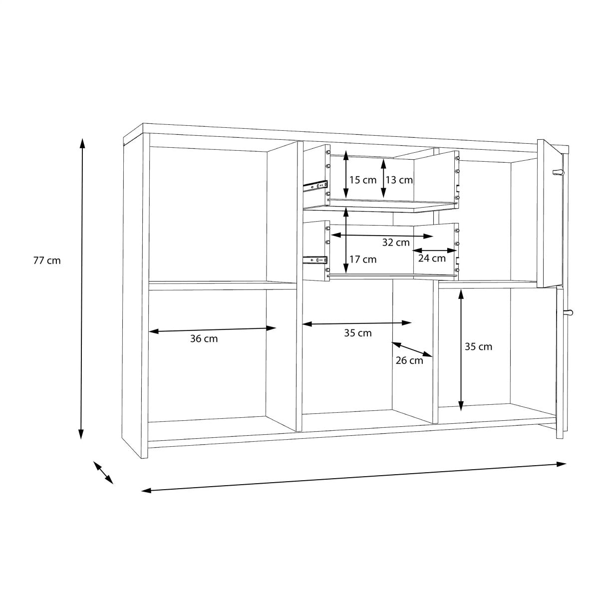 Best Chest Storage Cabinet with 2 Drawers and 5 Doors in Artisan Oak/White - Price Crash Furniture