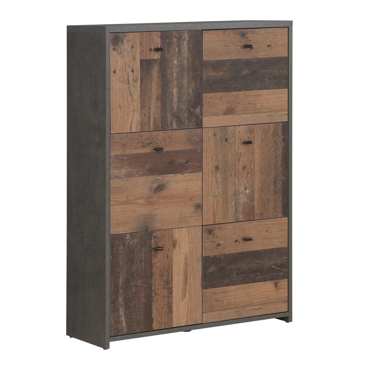 Best Chest Storage Cabinet with 6 Drawers in Concrete Optic Dark Grey/Old - Wood Vintage - Price Crash Furniture