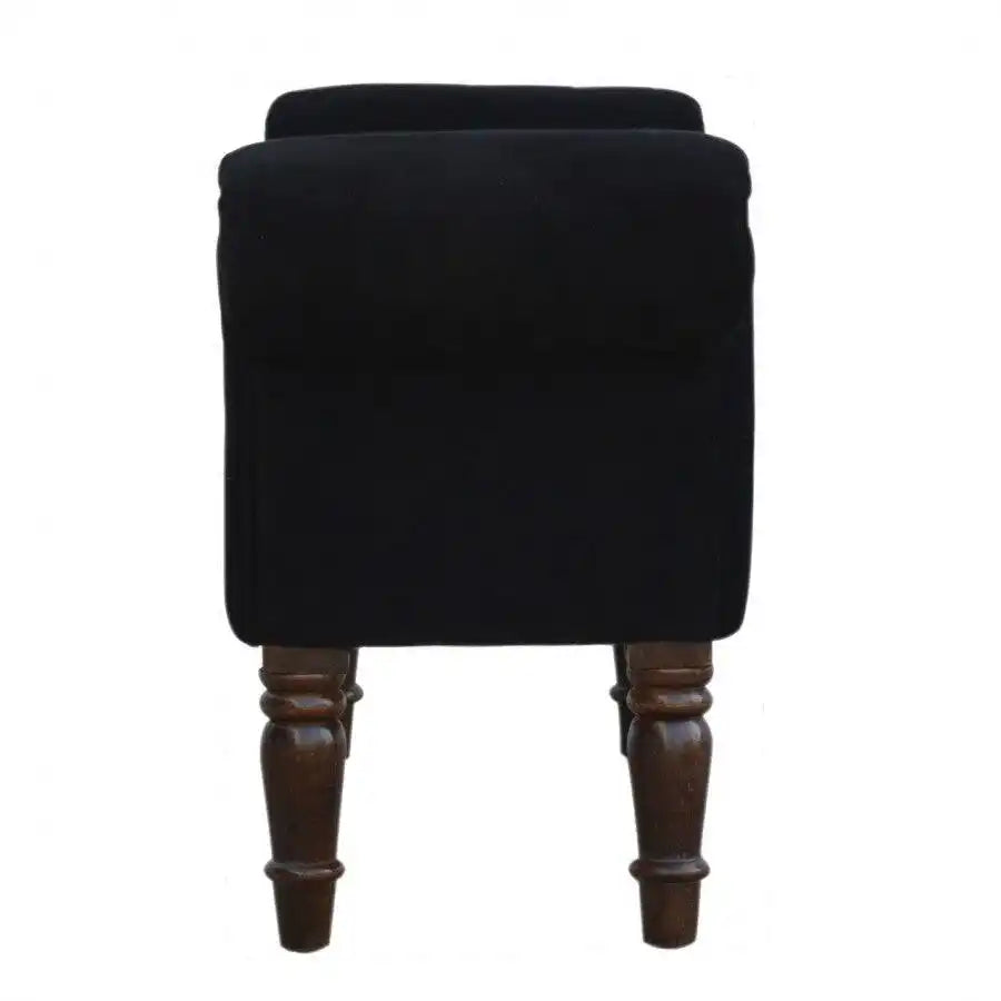 Black Velvet Bench With Turned Feet - Price Crash Furniture