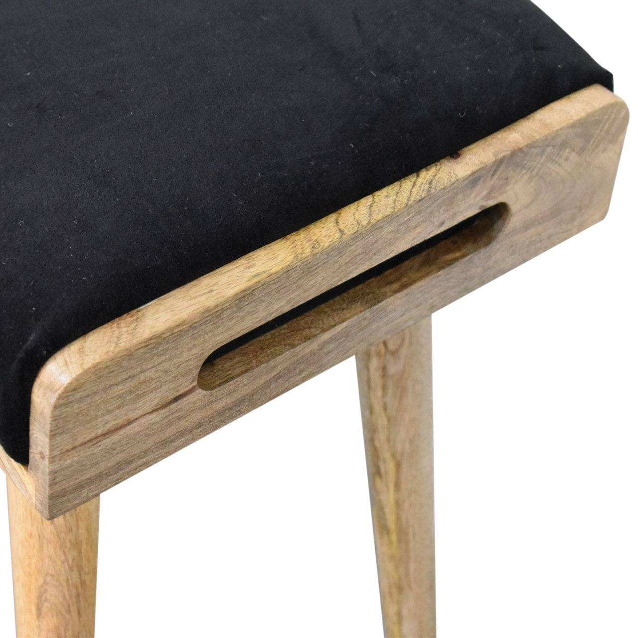 Black Velvet Tray Style Footstool by Artisan Furniture - Price Crash Furniture