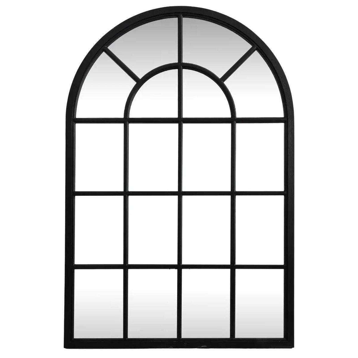 Black Wood Arched Window Mirror - Price Crash Furniture