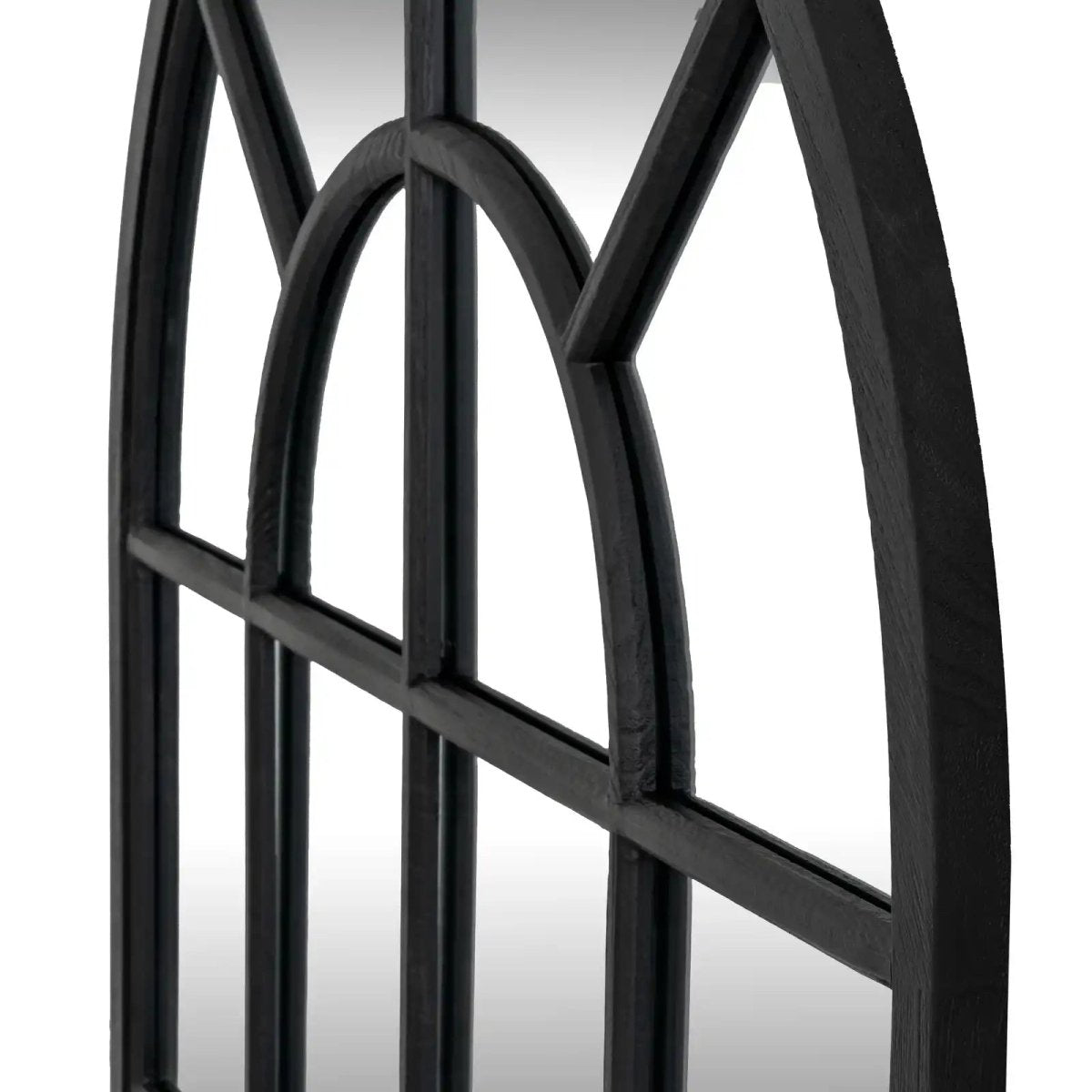Black Wood Arched Window Mirror - Price Crash Furniture