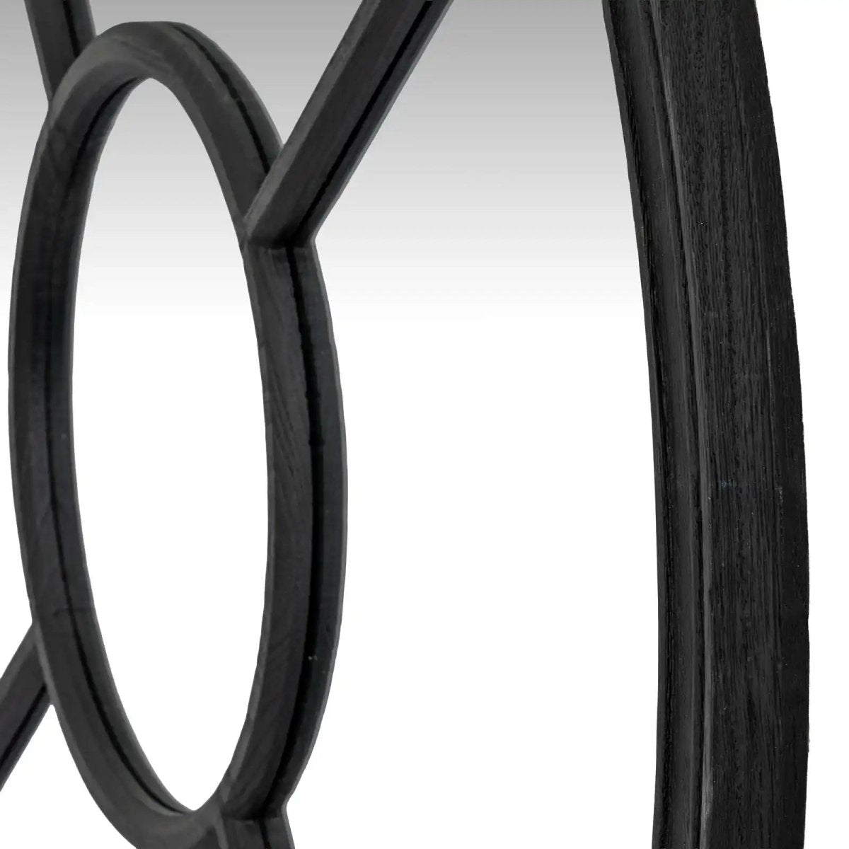 Black Wood Round Window Mirror - Price Crash Furniture