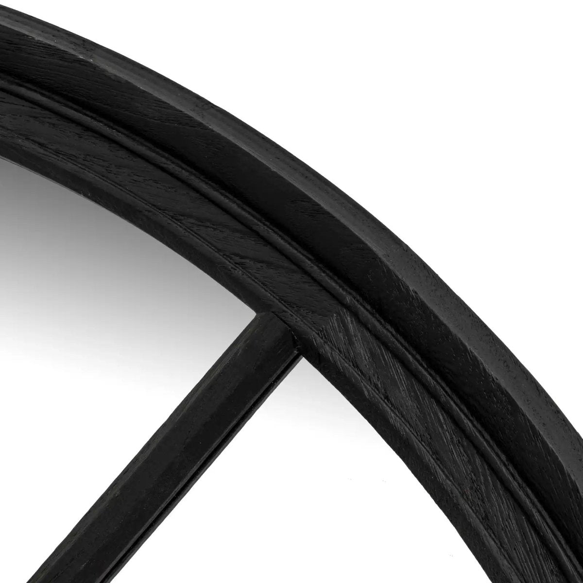 Black Wood Round Window Mirror - Price Crash Furniture