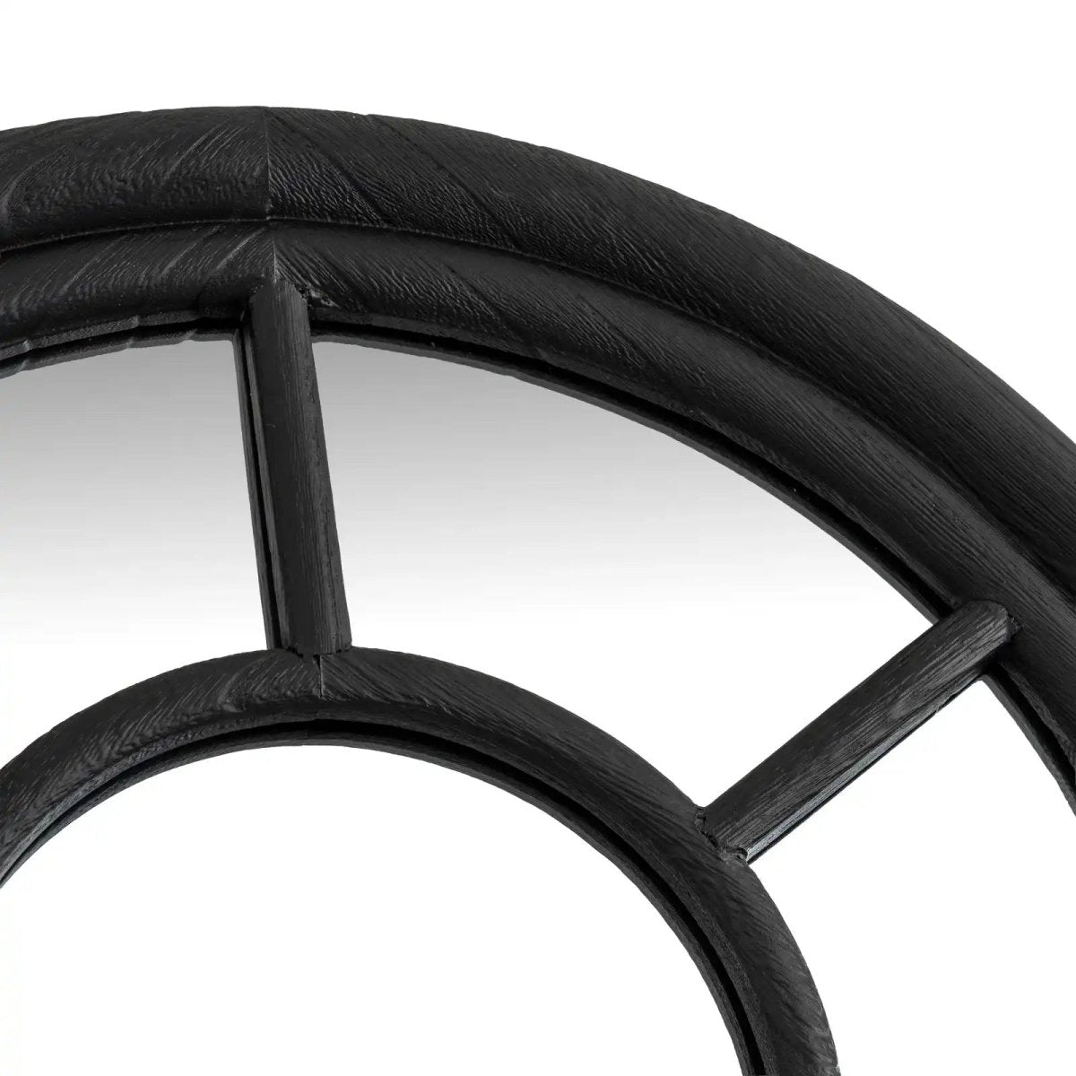 Black Wood Tall Arched Window Mirror - Price Crash Furniture