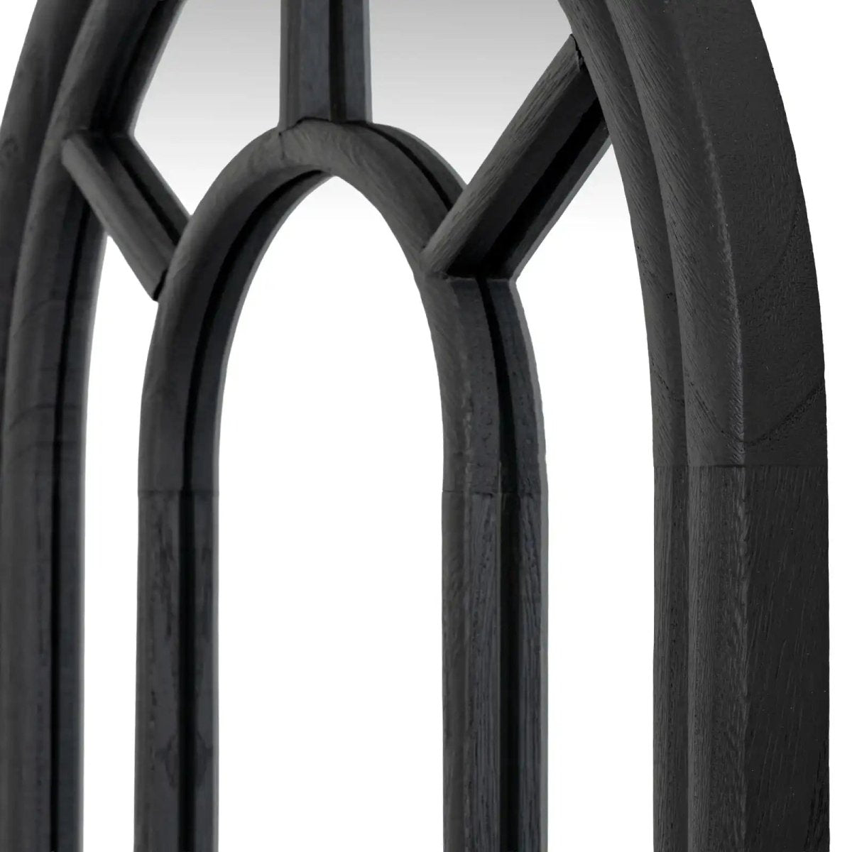 Black Wood Tall Arched Window Mirror - Price Crash Furniture