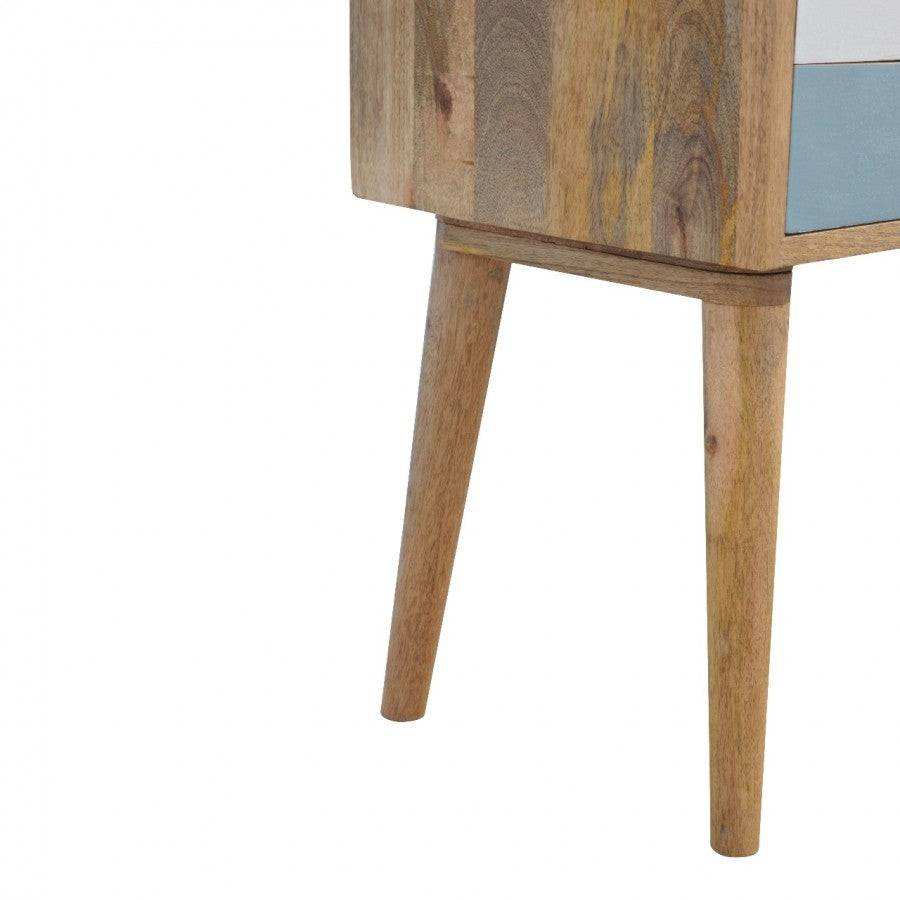 Blue And White 2 Drawer Hand - Painted Bedside - Price Crash Furniture