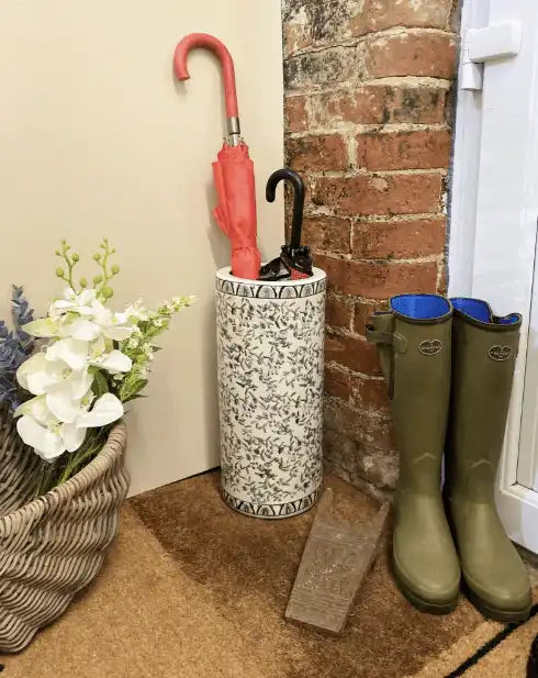 Blue And White Ditsy Print Umbrella Stand - Price Crash Furniture