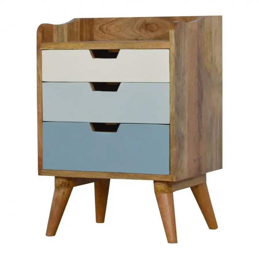 Blue Gradient 3 Drawer Hand - Painted Bedside - Price Crash Furniture