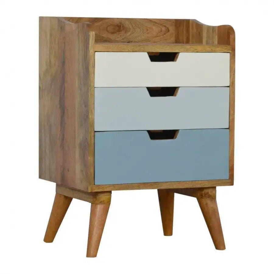 Blue Gradient 3 Drawer Hand - Painted Bedside - Price Crash Furniture