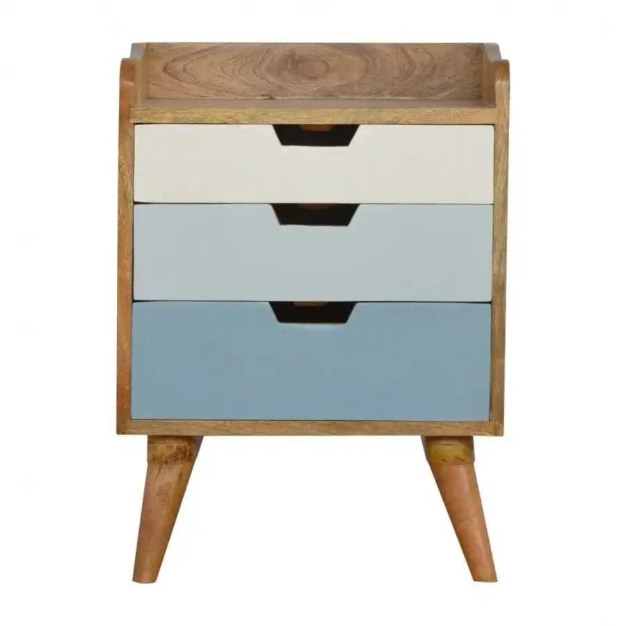 Blue Gradient 3 Drawer Hand - Painted Bedside - Price Crash Furniture