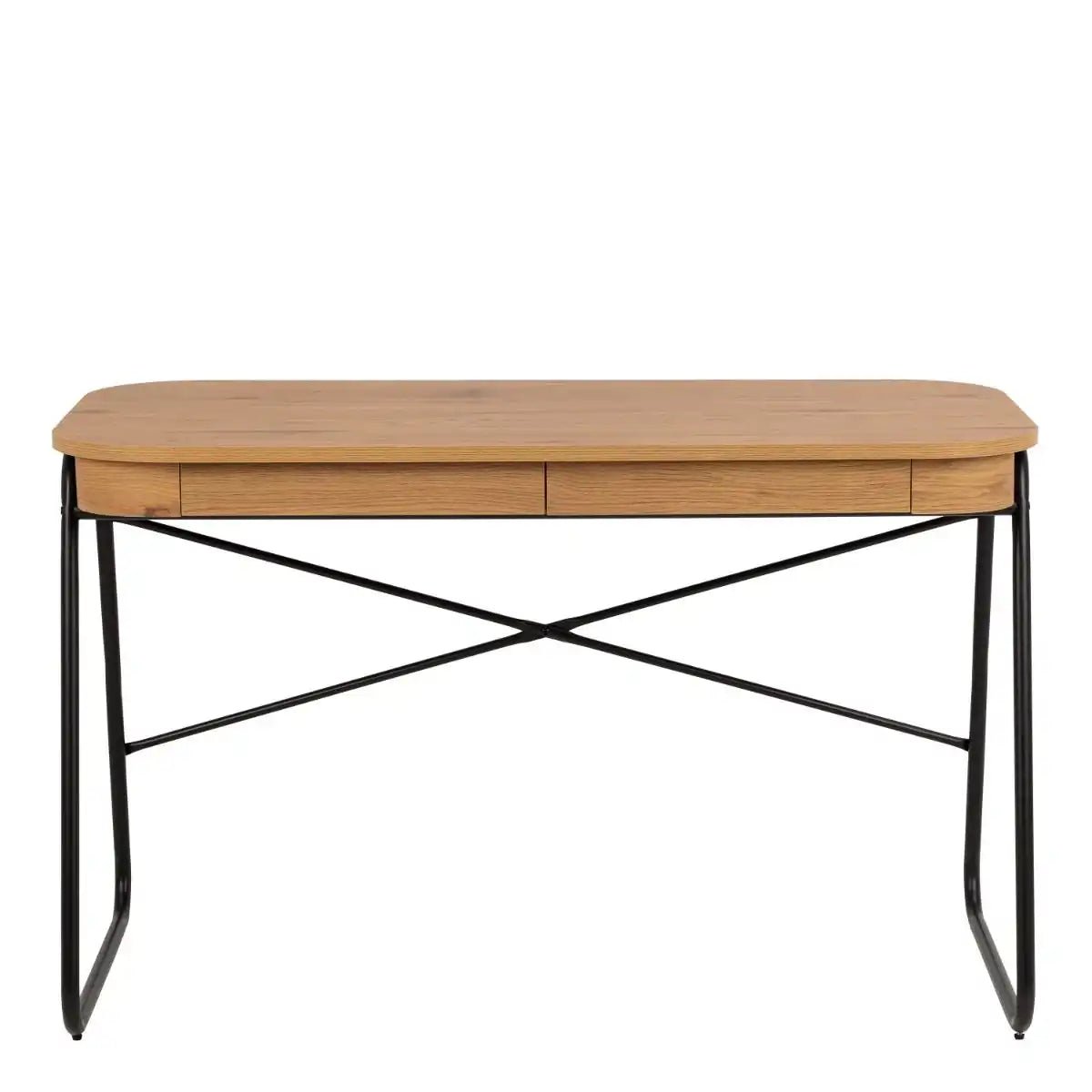 Blueton Designer 2 Drawer Office Desk In Black & Oak - Price Crash Furniture