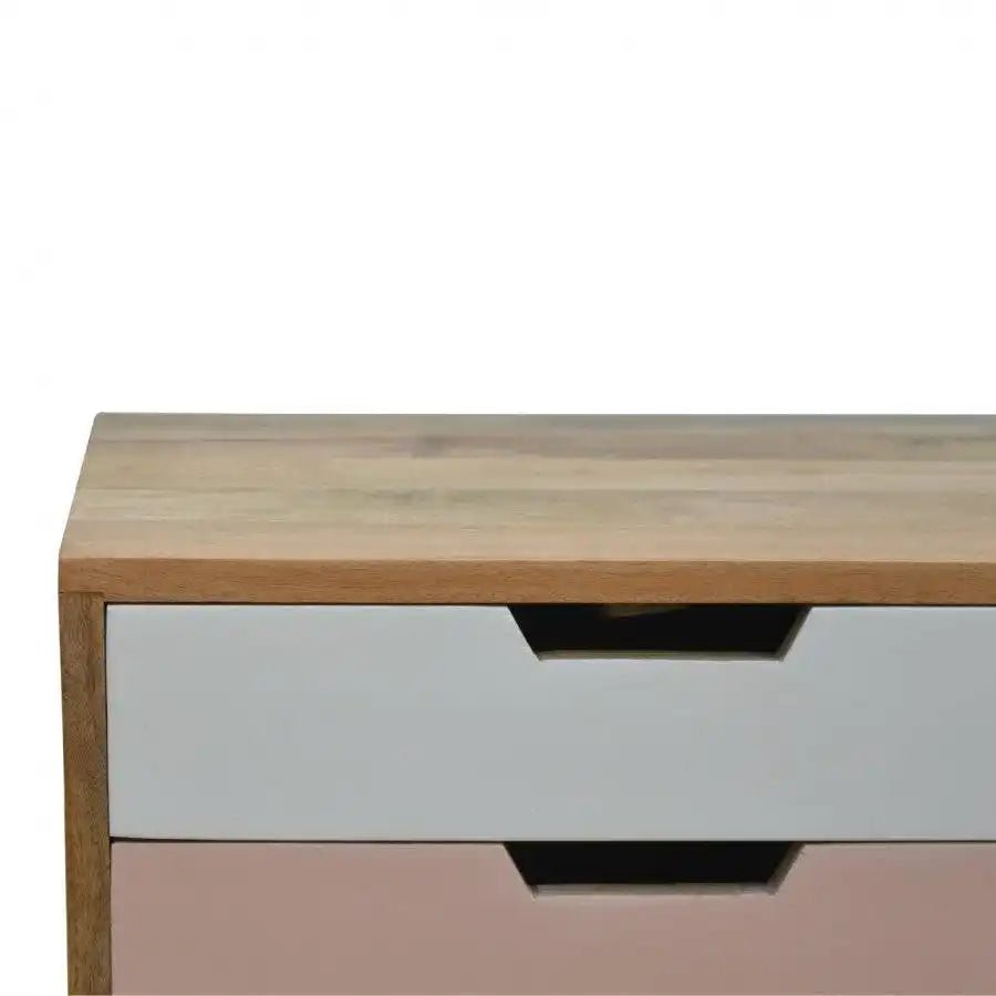 Blush Pink And White 2 Drawer Hand - Painted Bedside - Price Crash Furniture