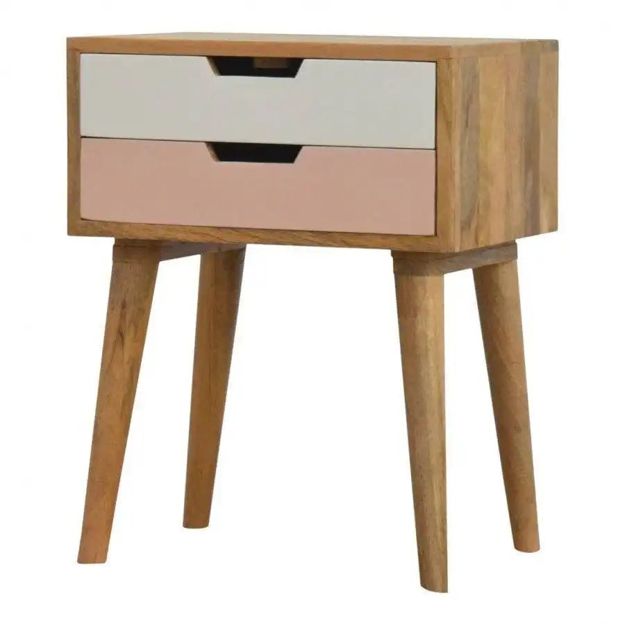 Blush Pink And White 2 Drawer Hand - Painted Bedside - Price Crash Furniture
