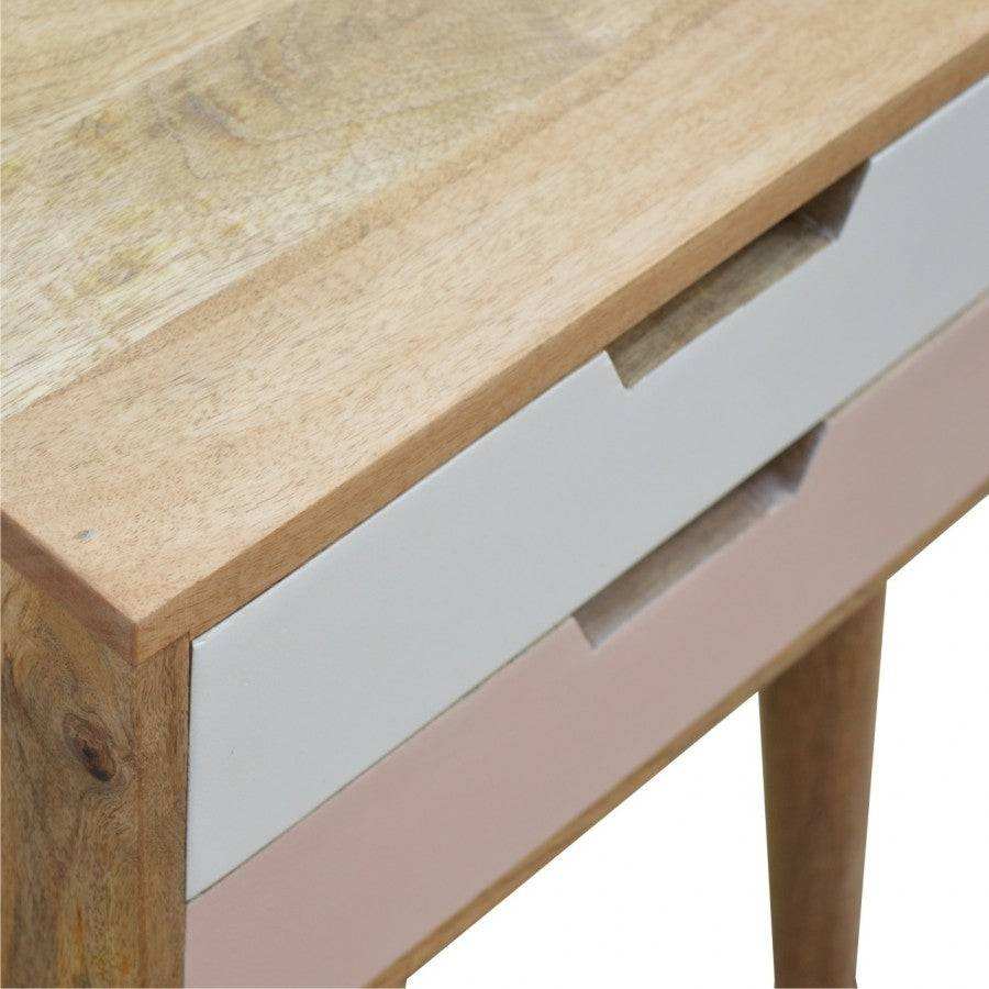 Blush Pink And White 2 Drawer Hand-Painted Bedside - Price Crash Furniture