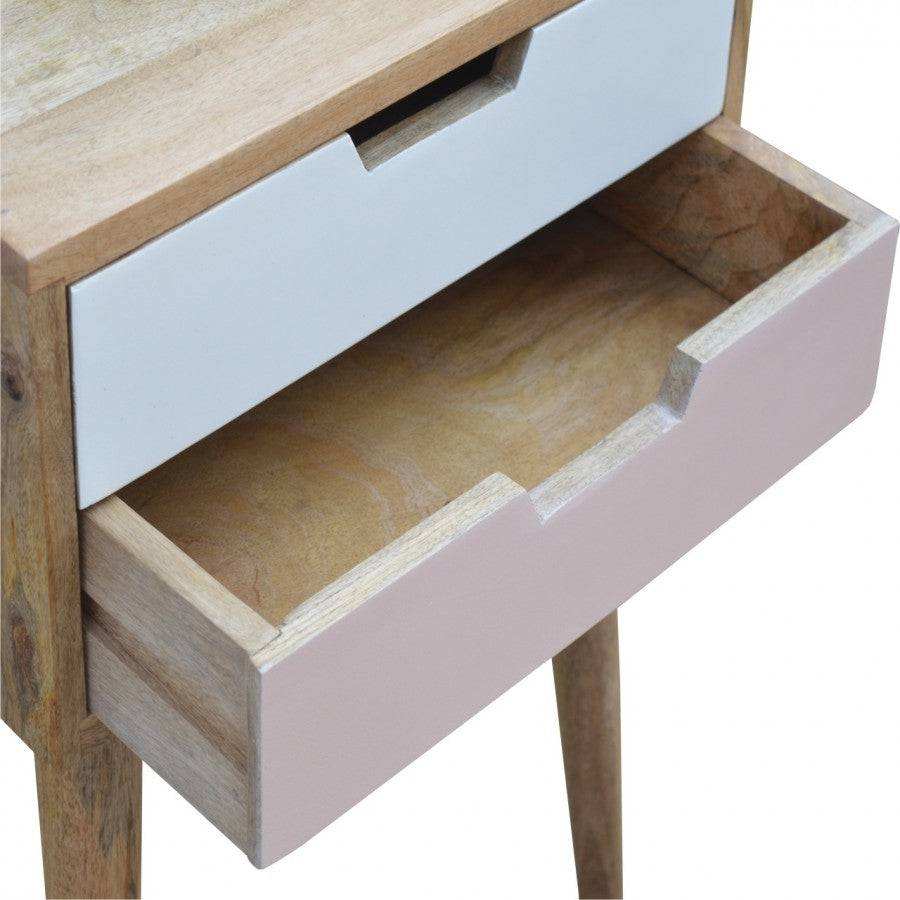 Blush Pink And White 2 Drawer Hand - Painted Bedside - Price Crash Furniture