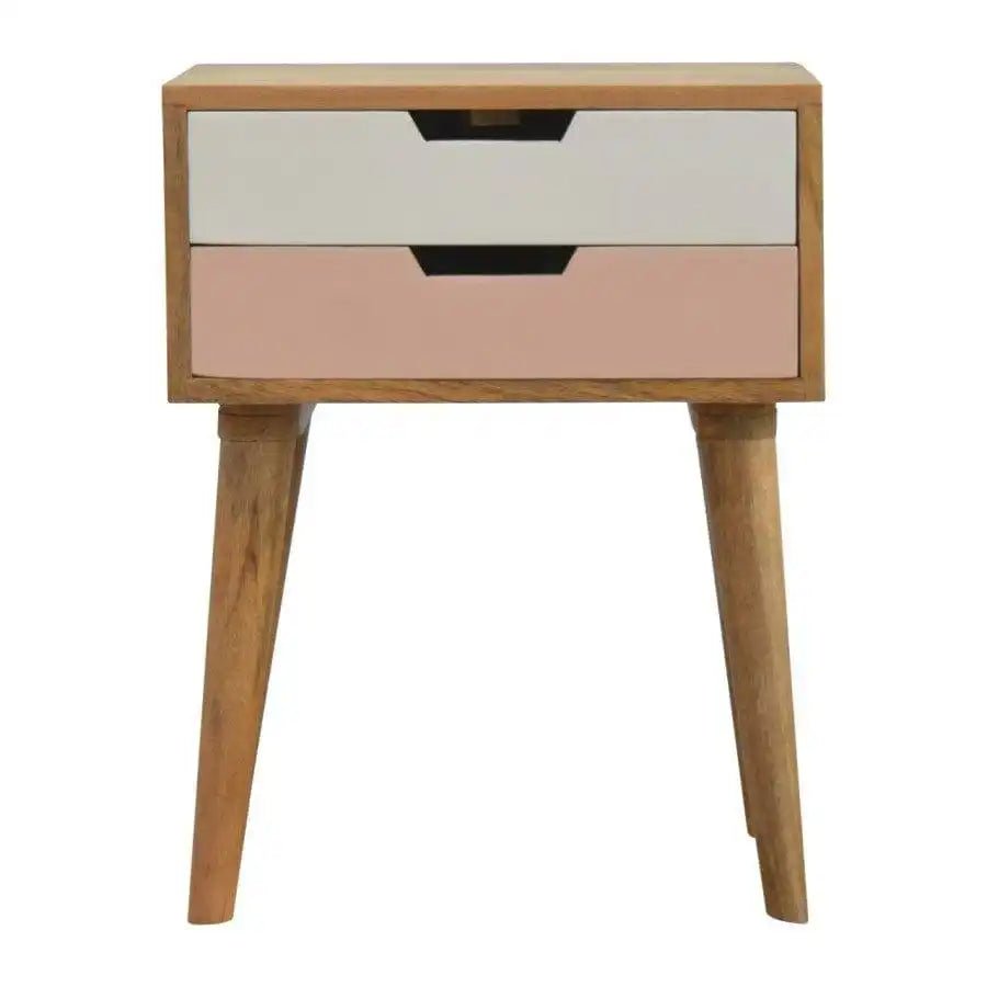 Blush Pink And White 2 Drawer Hand - Painted Bedside - Price Crash Furniture
