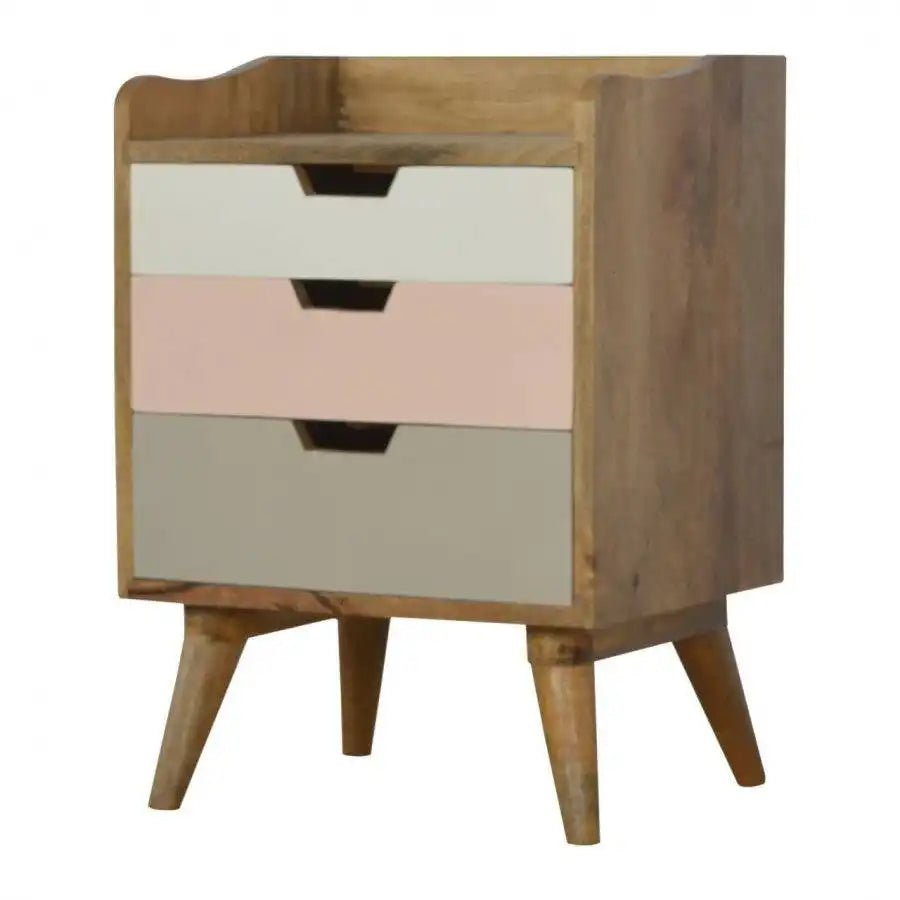 Blush Pink Gradient 3 Drawer Hand - Painted Bedside - Price Crash Furniture
