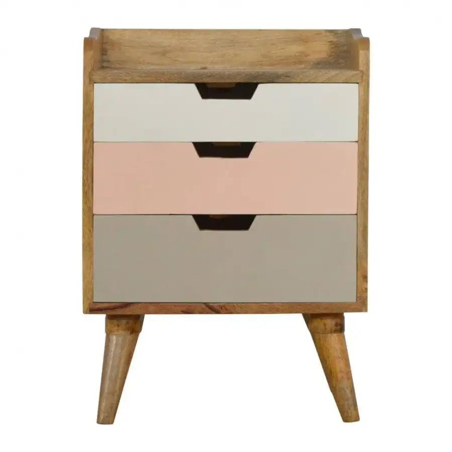 Blush Pink Gradient 3 Drawer Hand - Painted Bedside - Price Crash Furniture