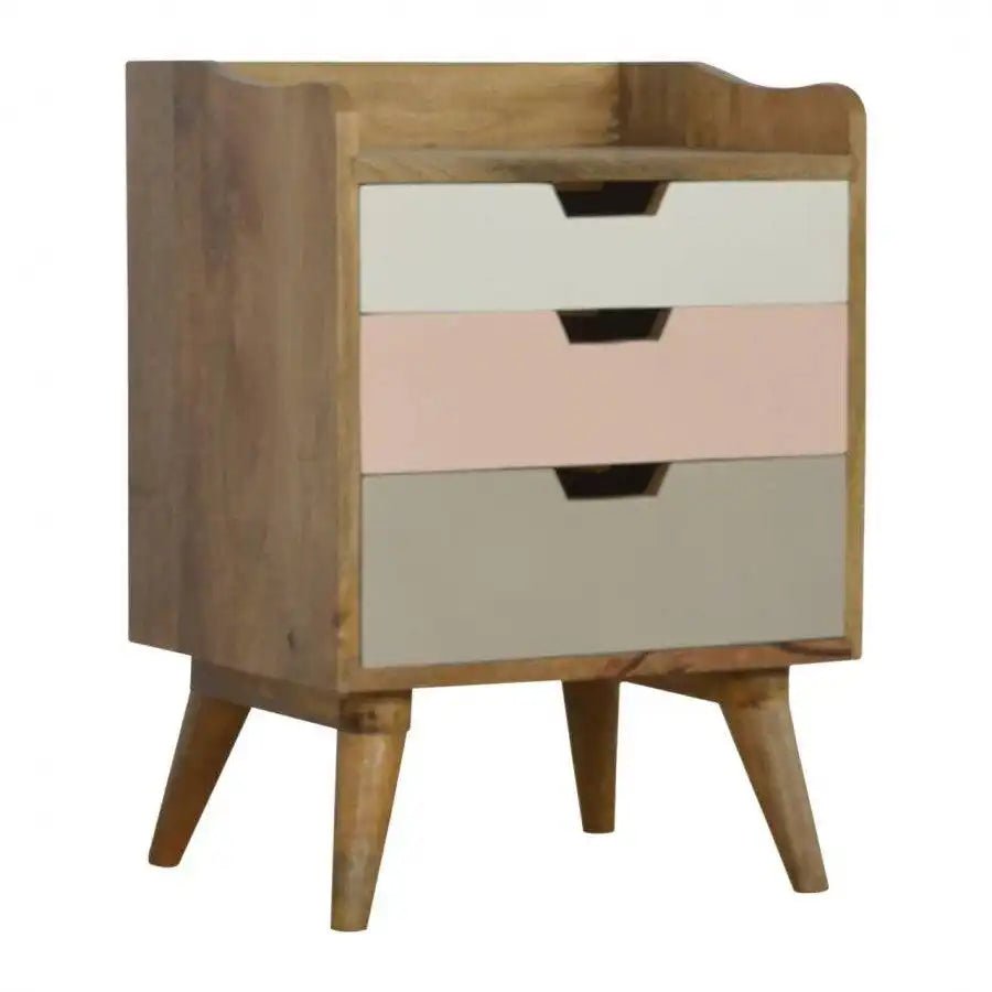 Blush Pink Gradient 3 Drawer Hand - Painted Bedside - Price Crash Furniture
