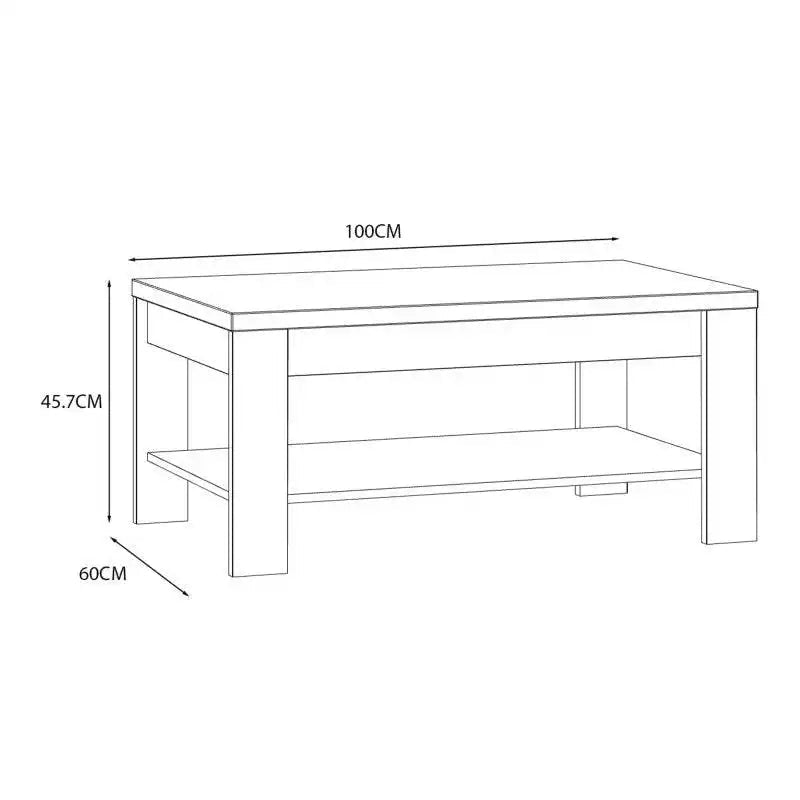 Bohol Coffee Table with Shelf In Riviera Oak & White - Price Crash Furniture