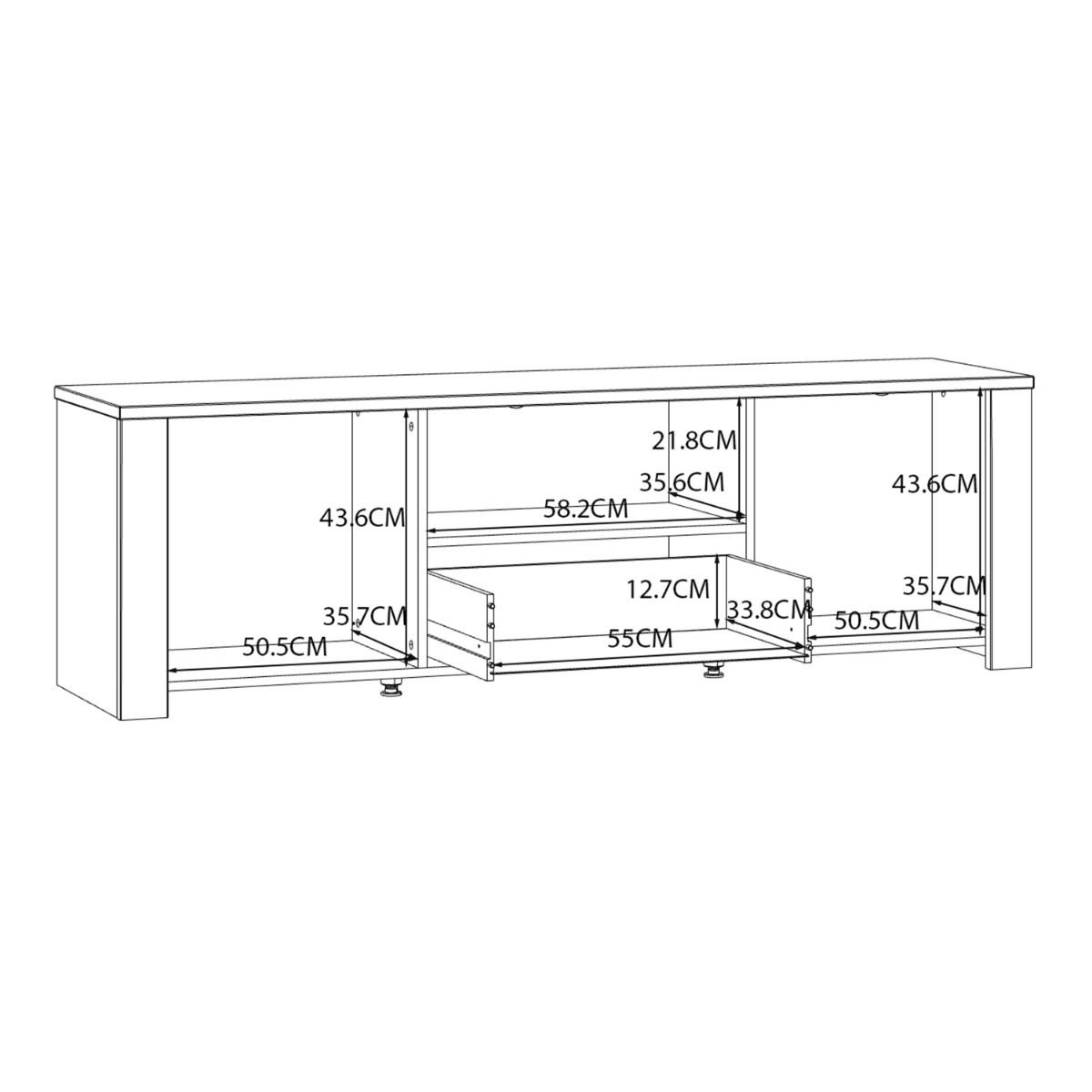 Bohol TV Cabinet With Built In LED Light In White Riviera Oak - Price Crash Furniture