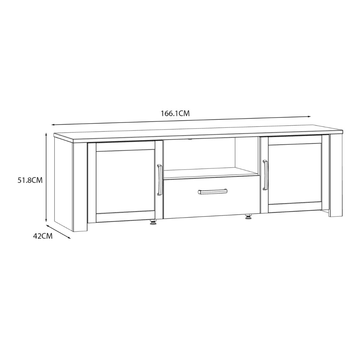 Bohol TV Cabinet With Built In LED Light In White Riviera Oak - Price Crash Furniture