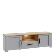 Bohol TV Cabinet With LED Lighting In Grey Riviera Oak - Price Crash Furniture