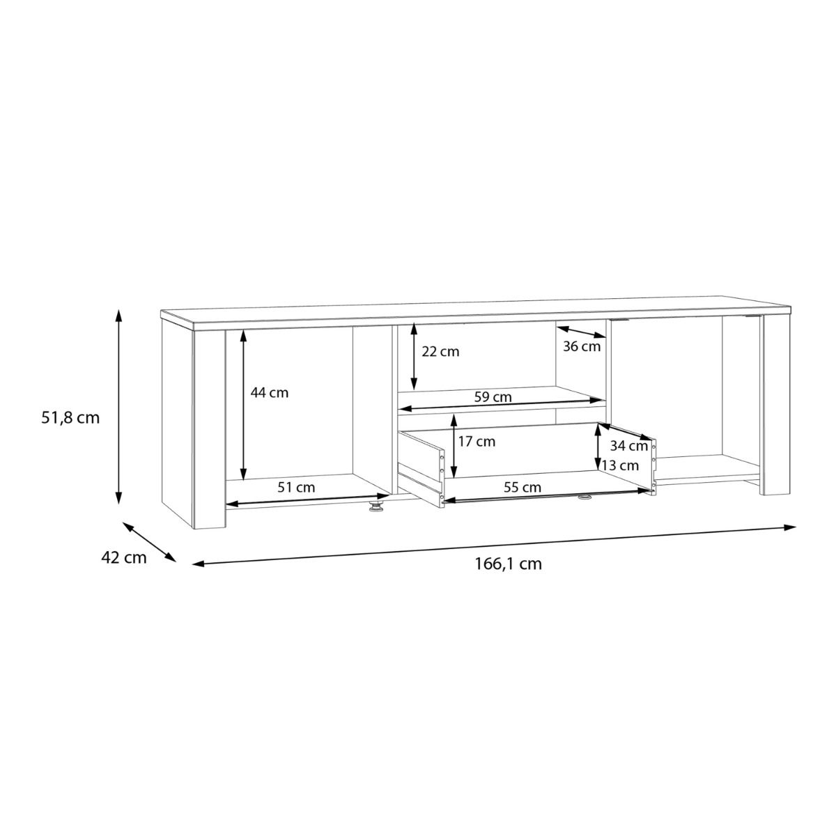 Bohol TV Cabinet With LED Lighting In Grey Riviera Oak - Price Crash Furniture