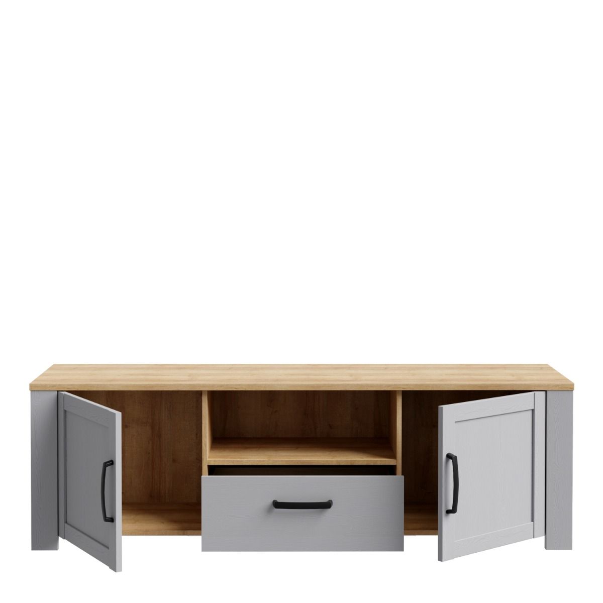Bohol TV Cabinet With LED Lighting In Grey Riviera Oak - Price Crash Furniture