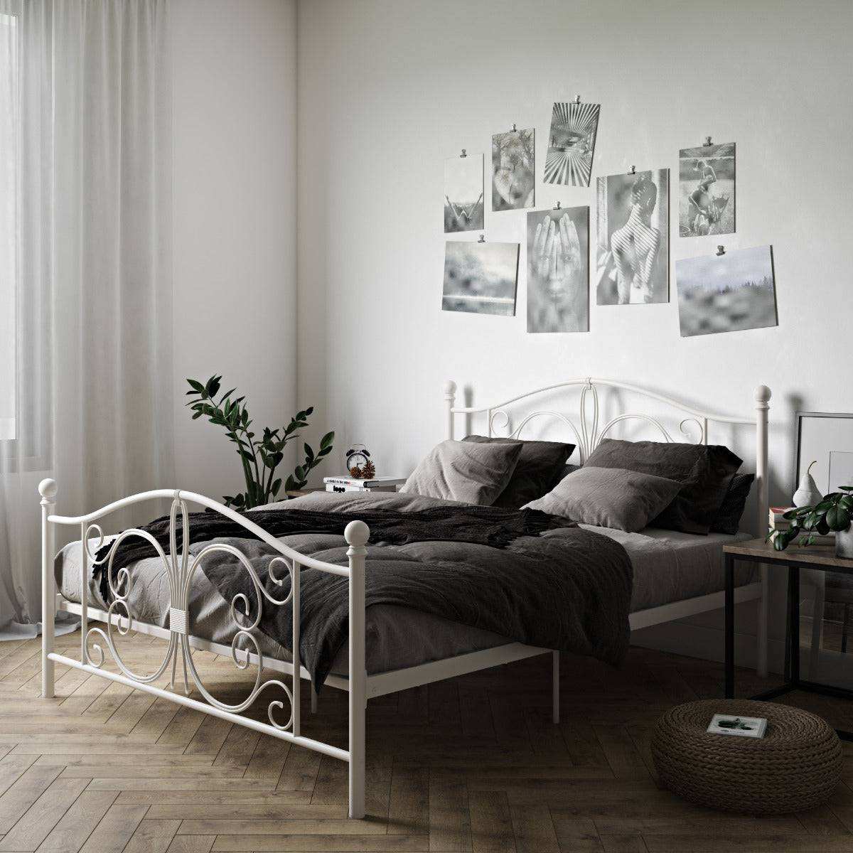 Bombay Metal Double Bed Frame in White by Dorel - Price Crash Furniture