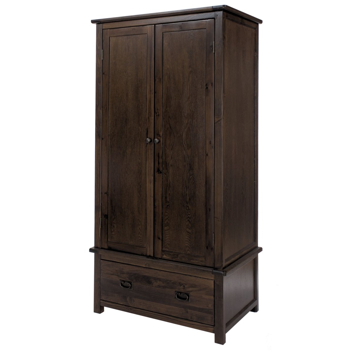 Boston 2 Door 1 Drawer Wardrobe in Dark Stained Wood - Price Crash Furniture