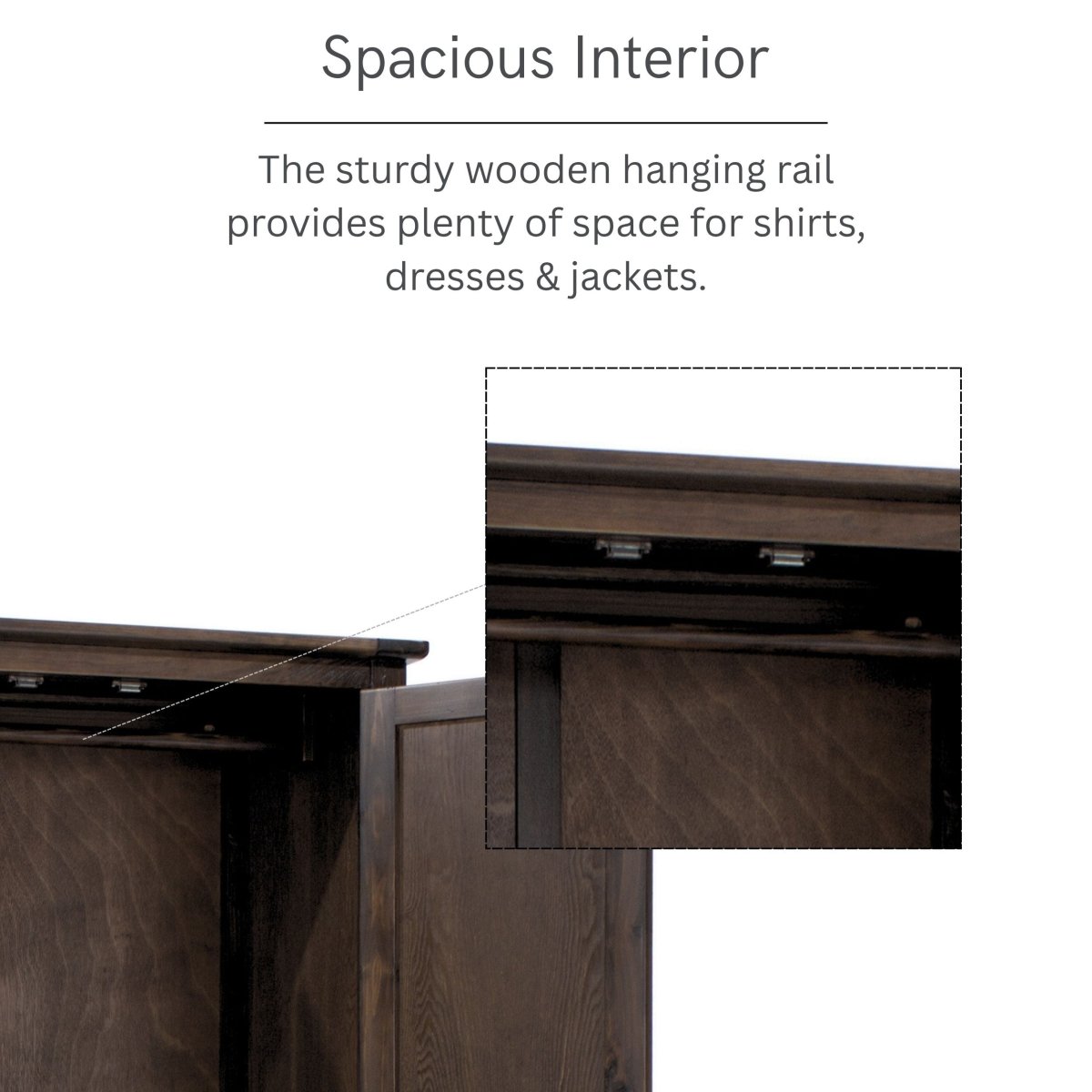 Boston 2 Door 1 Drawer Wardrobe in Dark Stained Wood - Price Crash Furniture