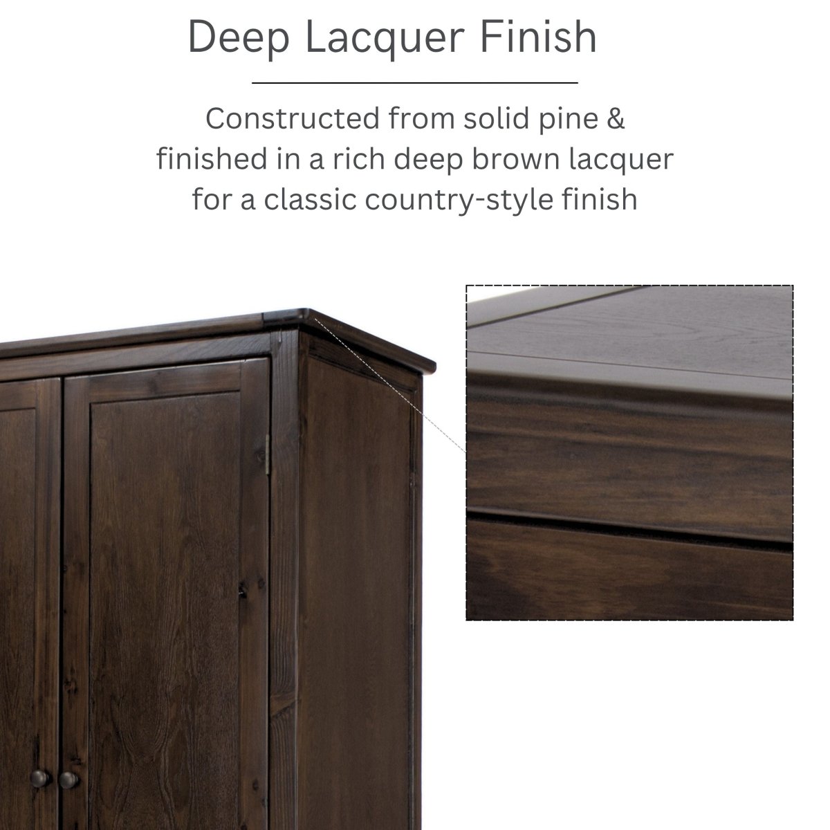 Boston 2 Door 1 Drawer Wardrobe in Dark Stained Wood - Price Crash Furniture