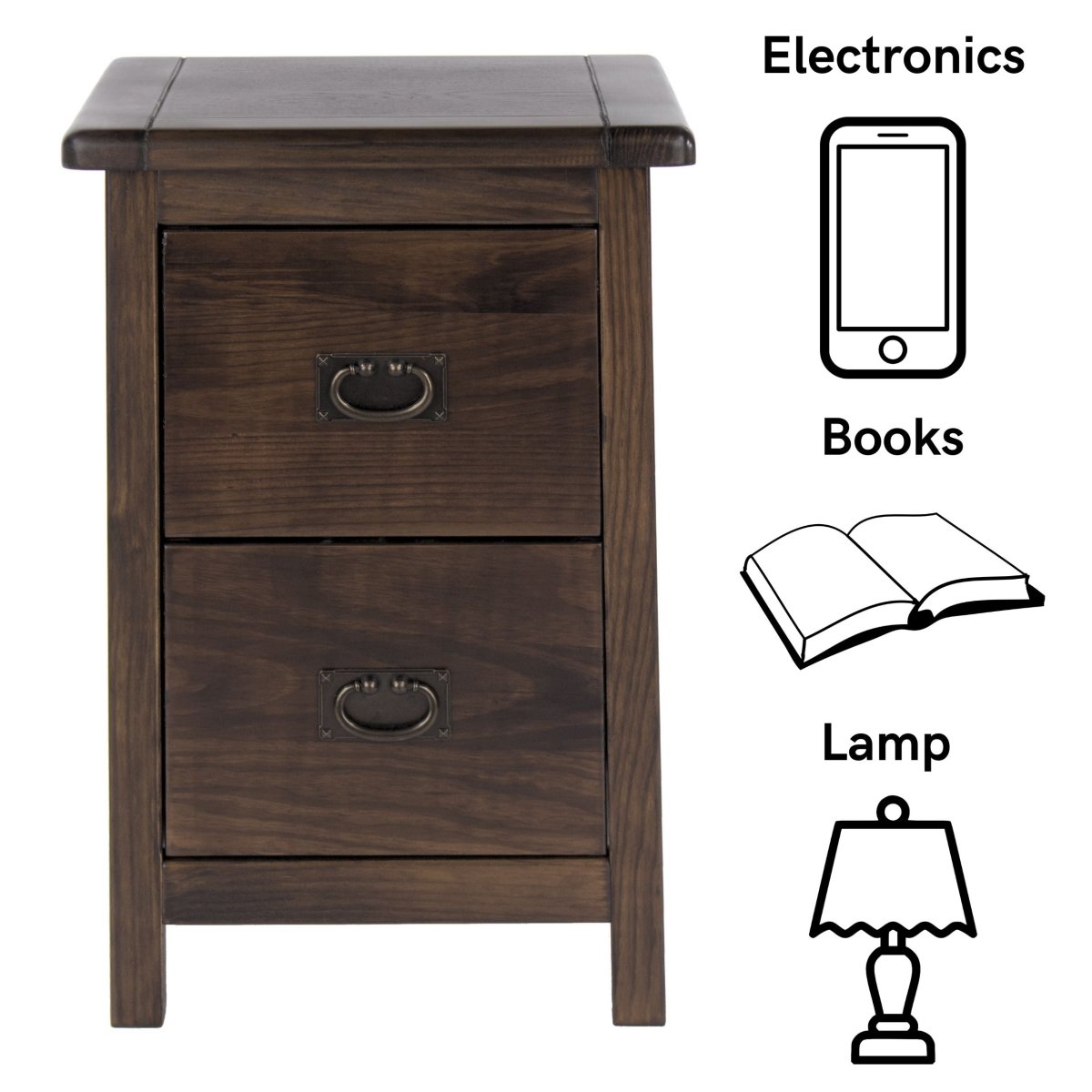 Boston 2 Drawer Petite Bedside Cabinet - Price Crash Furniture