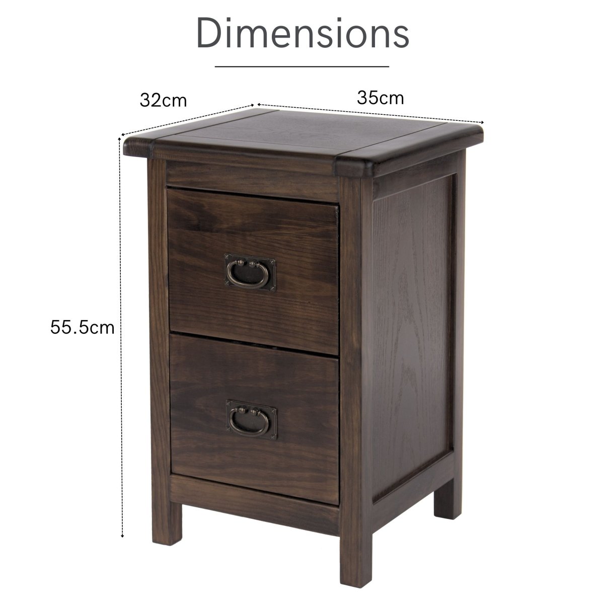 Boston 2 Drawer Petite Bedside Cabinet - Price Crash Furniture