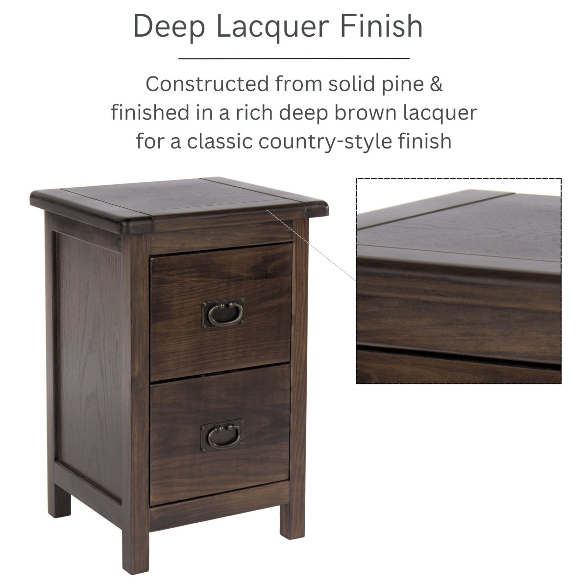 Boston 2 Drawer Petite Bedside Cabinet - Price Crash Furniture