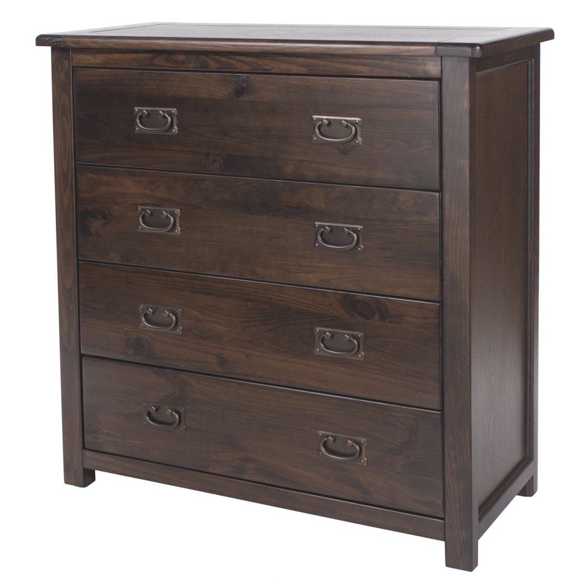 Boston 4 Drawer Chest Of Drawers In Dark Lacquered Finish Wood - Price Crash Furniture