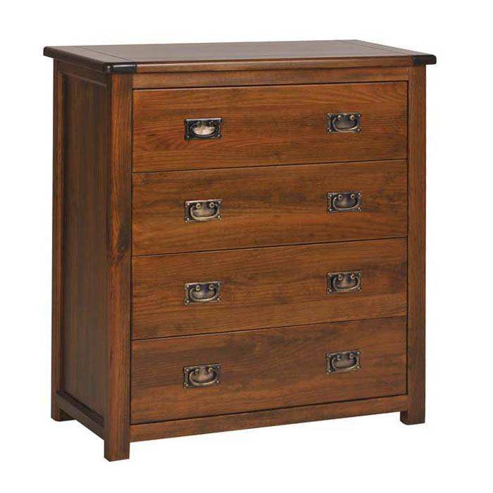 Boston 4 Drawer Chest Drawers Dark Lacquered Finish Wood