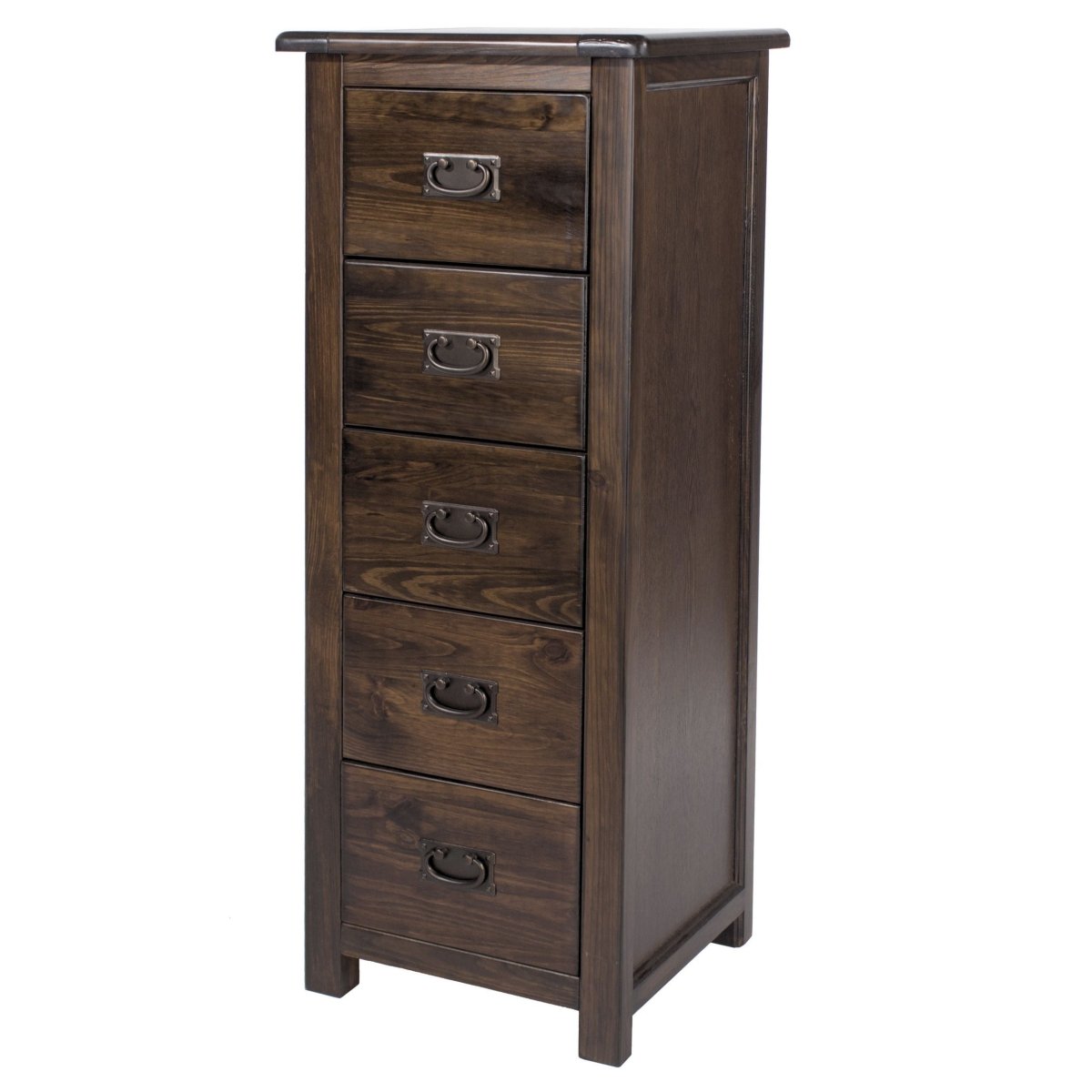 Boston 5 Drawer Tall Narrow Wooden Narrow Chest of Drawers Tallboy - Price Crash Furniture