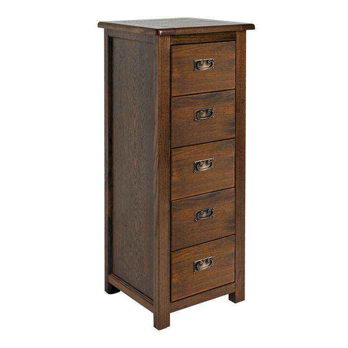 Boston 5 Drawer Tall Narrow Wooden Narrow Chest Drawers Tallboy