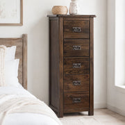 Boston 5 Drawer Tall Narrow Wooden Narrow Chest of Drawers Tallboy - Price Crash Furniture