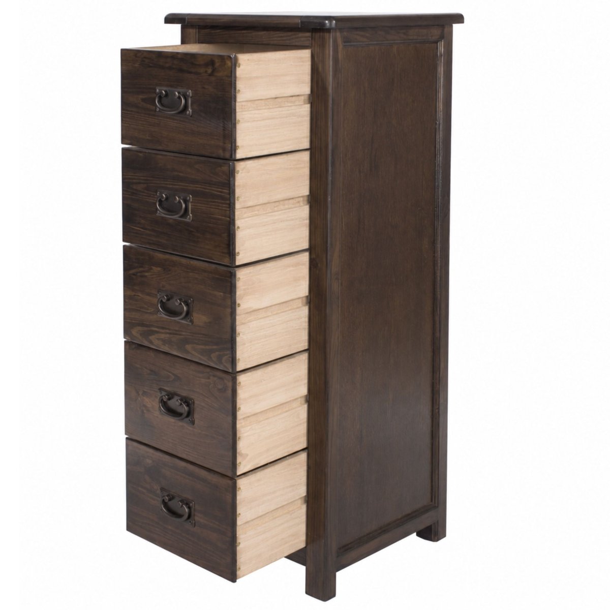 Boston 5 Drawer Tall Narrow Wooden Narrow Chest of Drawers Tallboy - Price Crash Furniture