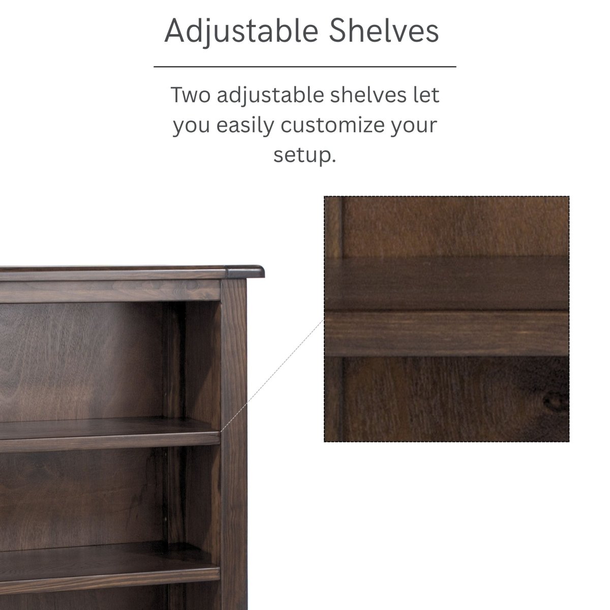 Boston Low 3 Shelf Wooden Bookcase in Dark Stained Wood - Price Crash Furniture
