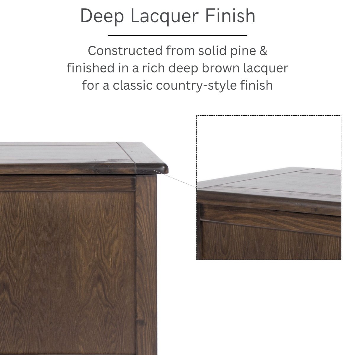 Boston Ottoman / Toy / Blanket Box Chest for Bedroom in Dark Stained Wood - Price Crash Furniture