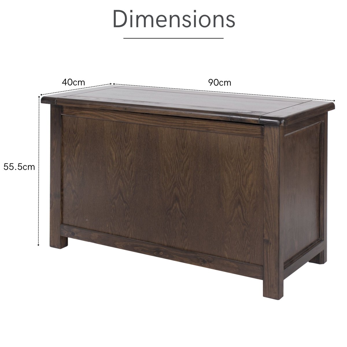 Boston Ottoman / Toy / Blanket Box Chest for Bedroom in Dark Stained Wood - Price Crash Furniture