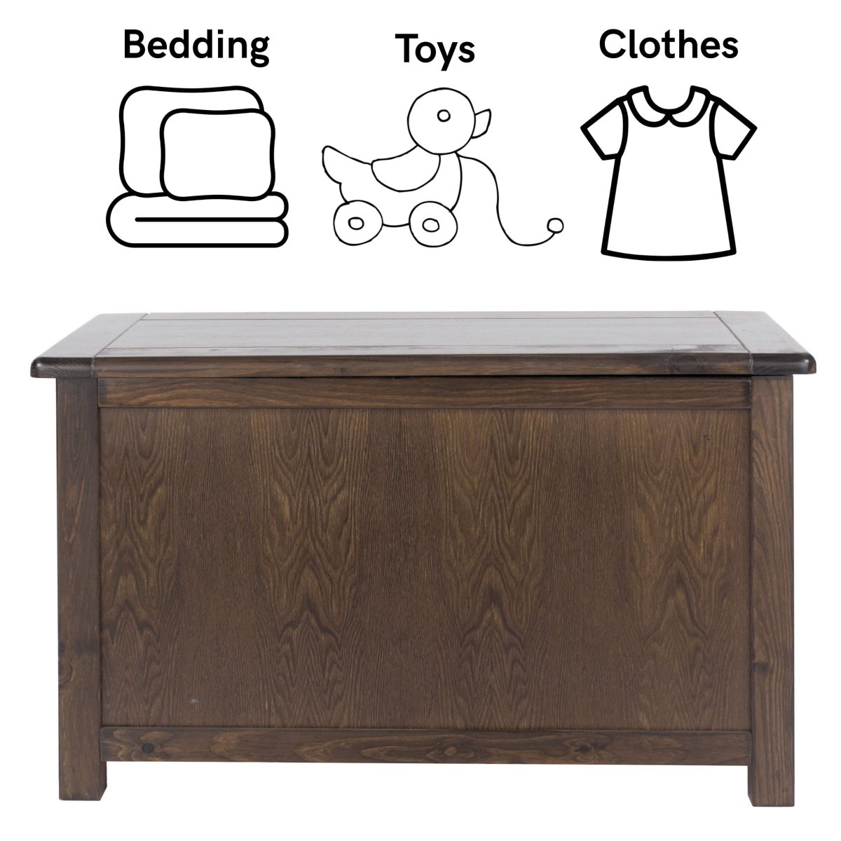 Boston Ottoman / Toy / Blanket Box Chest for Bedroom in Dark Stained Wood - Price Crash Furniture