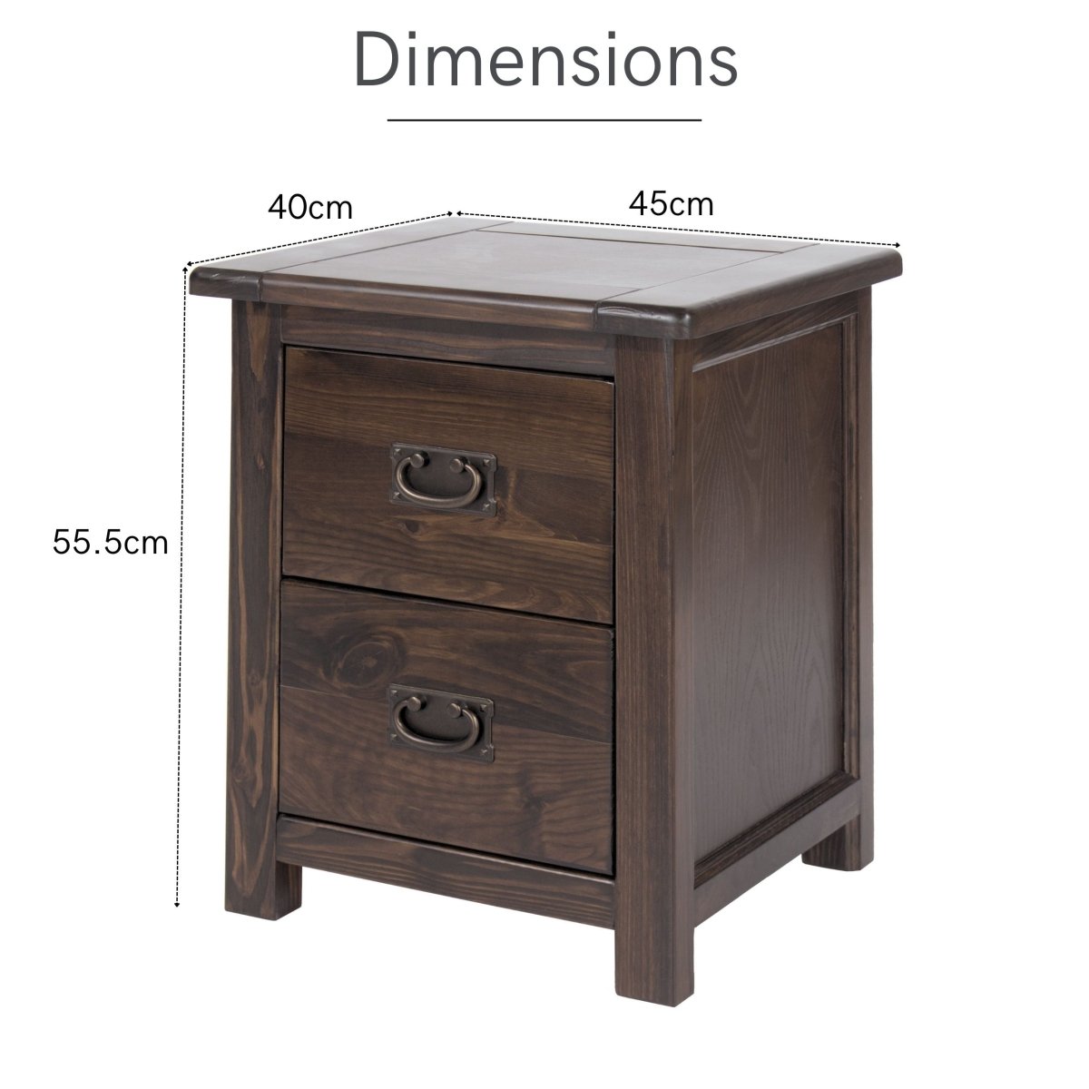 Boston Wooden 2 Drawer Bedside - Price Crash Furniture
